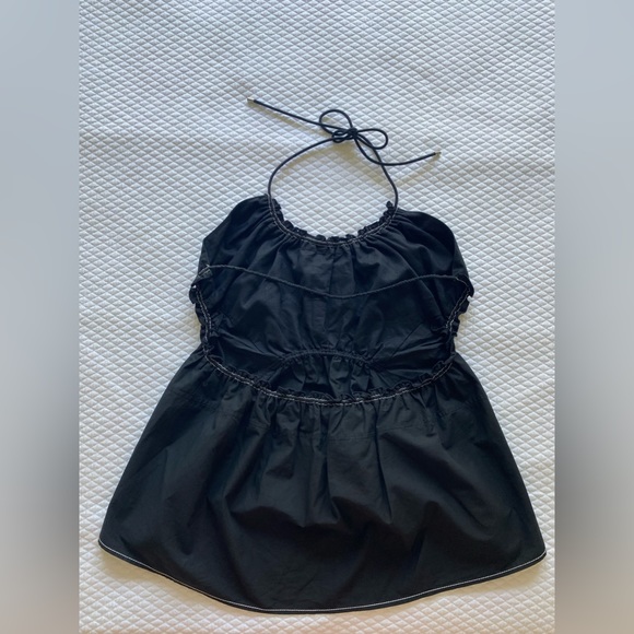3.1 Phillip Lim black halter gathered peplum style top size 8 - Picture 4 of 8